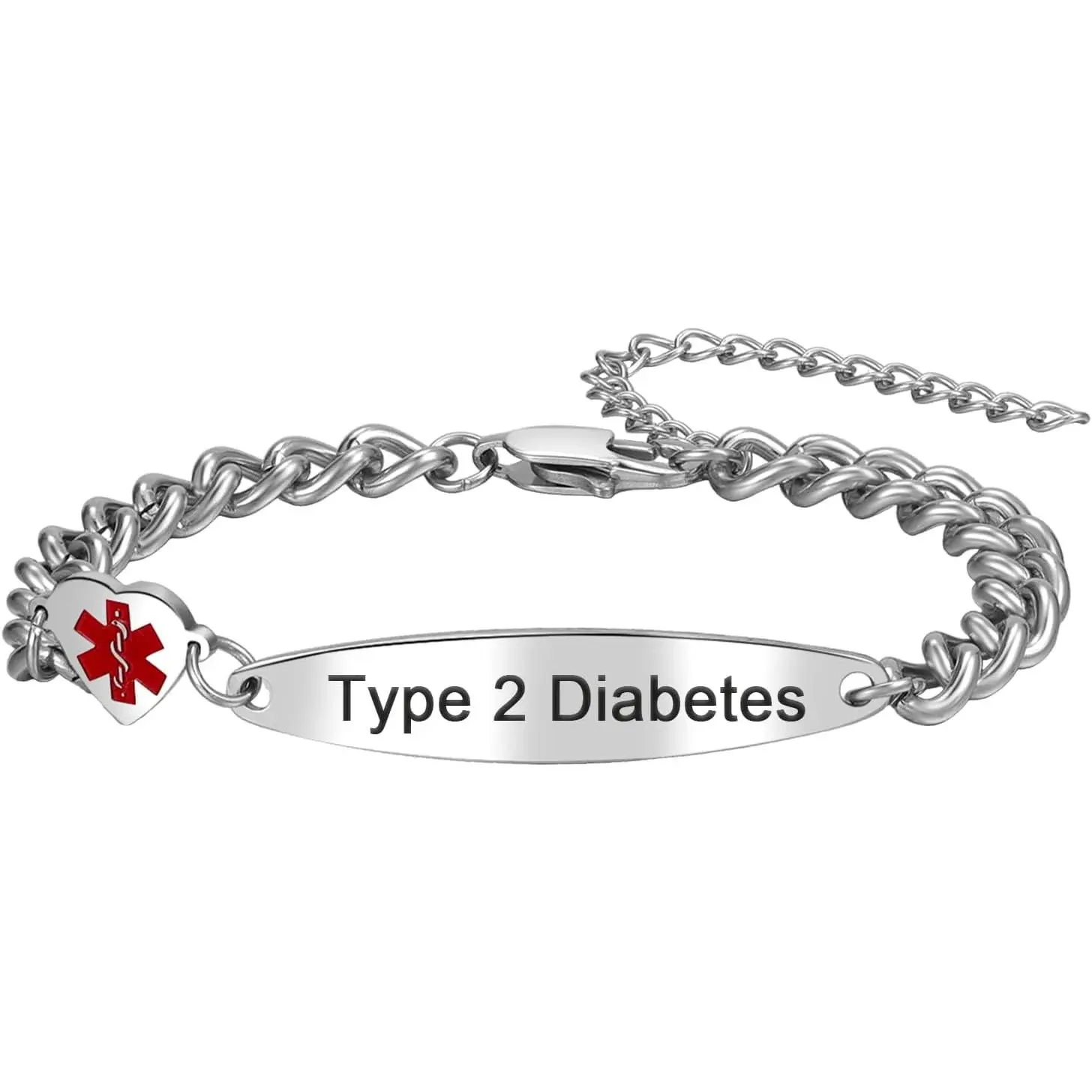 Alert ID Bracelet for Women: Epilepsy Type 1 2   Alert  Bracelet Adustable Cuban Chain