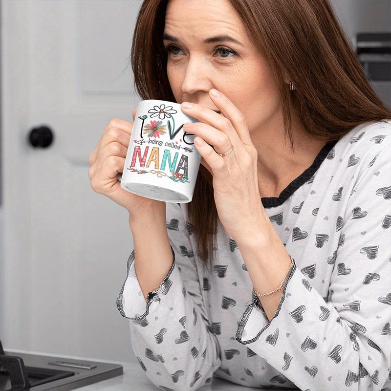 1pc Nana's Delight Ceramic Coffee Cup - Microwave & Dishwasher Safe, Perfect Grandma Gift - 11 Ounces Capacity, Durable, Non-Toxic, Lead-Free, and Easy to Clean - For Coffee & Tea Lovers -  Suitable for Everyday Use