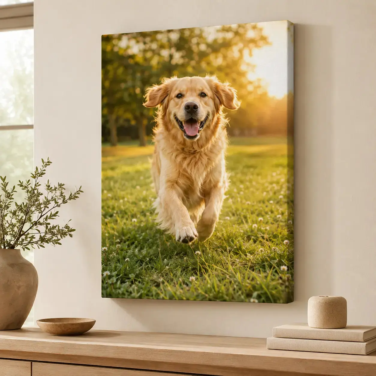 Custom Pet Dog Photo Canvas Wall Art, Personalized Puppy Portrait Picture Poster Print,  Pet Decor Poster Print, Pet Nook Bedroom Living Room Entryway Apartment Wall Decor Gift, Pet Memorial Pet Lover Birthday Housewarming Present