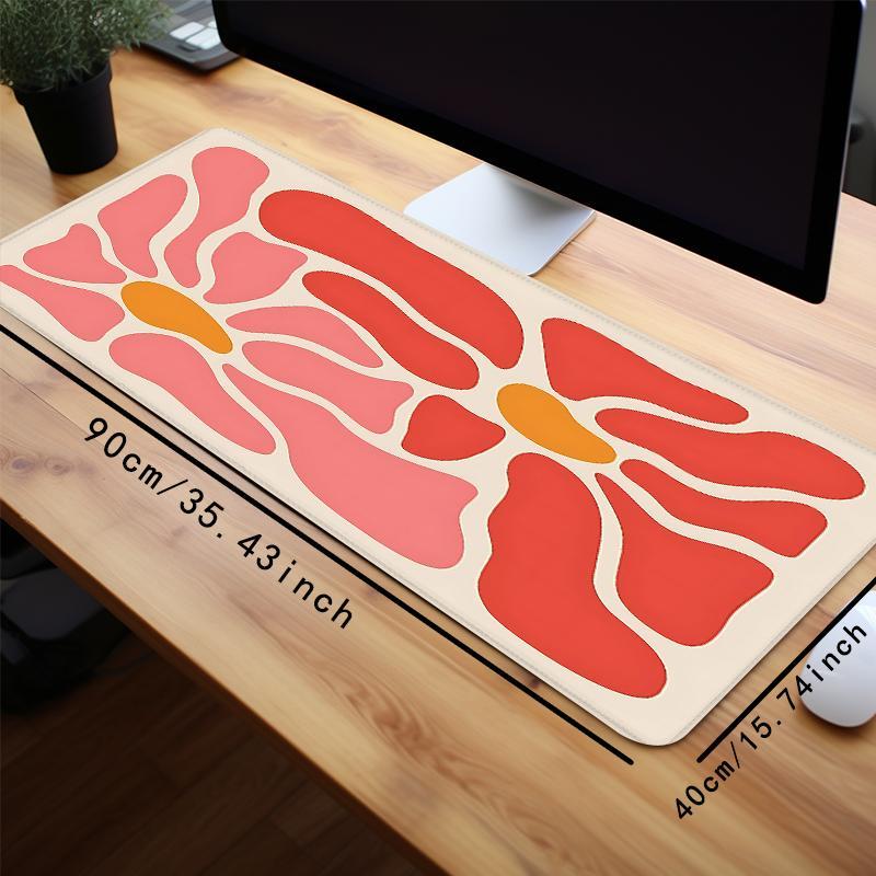 Abstract Flower Pattern Mouse Pad, Geometric Pattern Large Mouse Pad, Natural Rubber Non-slip Keyboard Pad, Desk Mat for Office Home, Desk Accessories