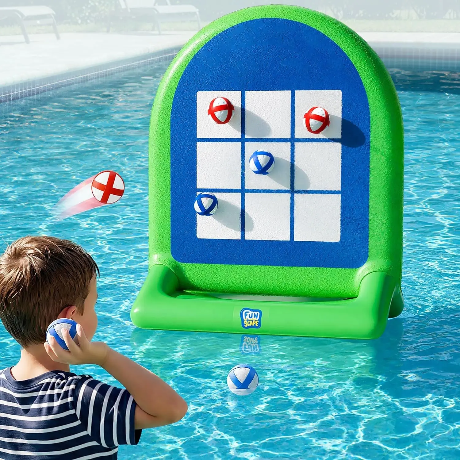 Kids Inflatable Tic-Tac-Toe Pool Toy, Fun Swimming Pool Soft Ball Toss Game, Outdoor Yard Water Target Sports Activity, Cool Summer Beach Party Gift 3 4 5 6 7 8 Yr Boy Girl Child