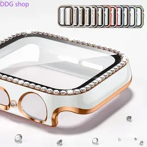 2-Tone Diamond-Embellished Protective Apple Watch Case, Integrated Cover & Case - Compatibility with Series 9/8/7/SE, Wearable Tech Accessories, Stylish Protection Accessories