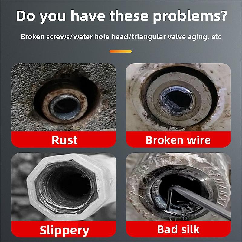 Broken Pipe Extractor Tool, Stripped Screw Extractor, Broken Faucet Removal Tool for 1/2", 3/4" Pipe, Easy Out Pipe Extractors Kit for Damaged Faucet Water Valves