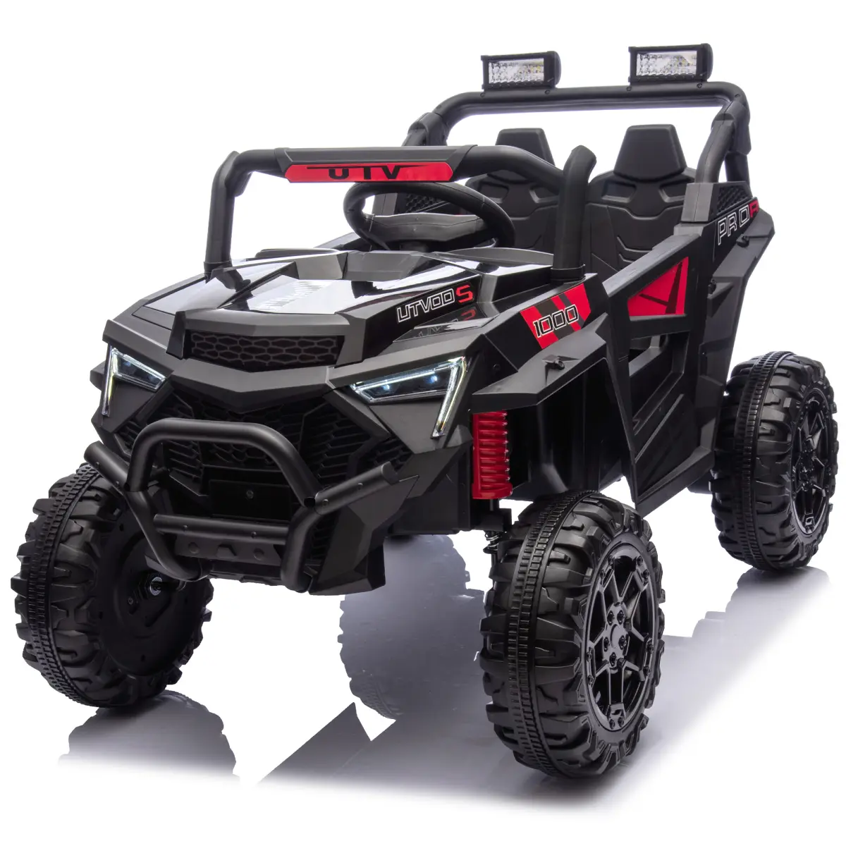 Aobtkel24V 400W Kids Ride On Electric UTV W/Parents Remote Control,Four-Wheel Suspension,LED Lights,Portable Handle,Advanced center panel with USB,MP3,Music,Bluetooth,,Power Display For Kids Aged 3+.