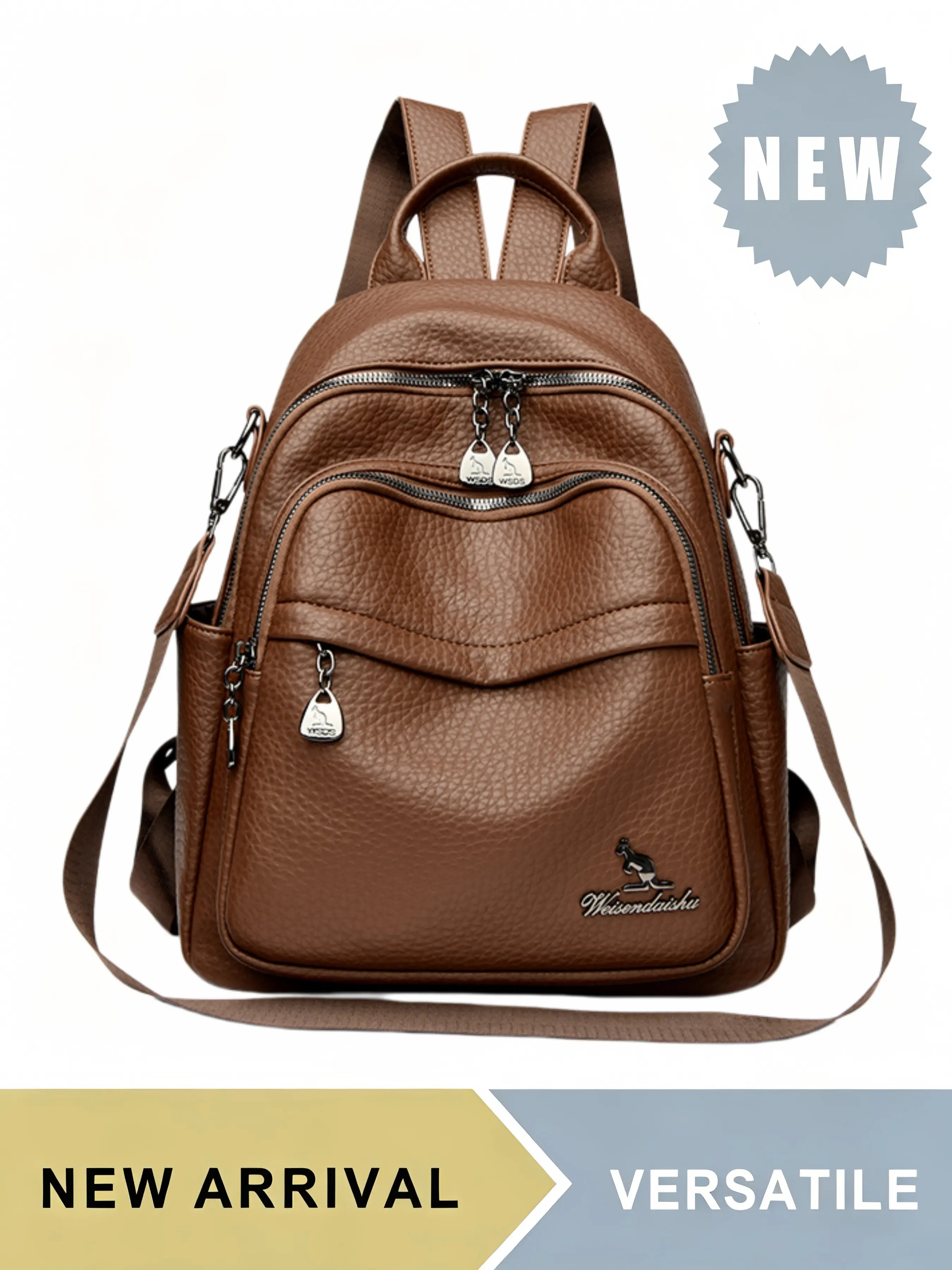 Women's Pebbled PU Leather Backpack Purse, Casual Daypack Backpacks, Large Capacity Multi-pocket Anti-theft Daypack with Adjustable Straps, Lightweight Shoulder Bag for Ladies, Multiple Colors Available, Daily Use Travel Outdoor Activities