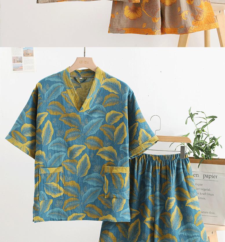 Cross-border pure cotton double-layer gauze jacquard sauna suit, massage sauna suit, couple's bathrobe, hotel bathrobe, therapy clothing wholesale