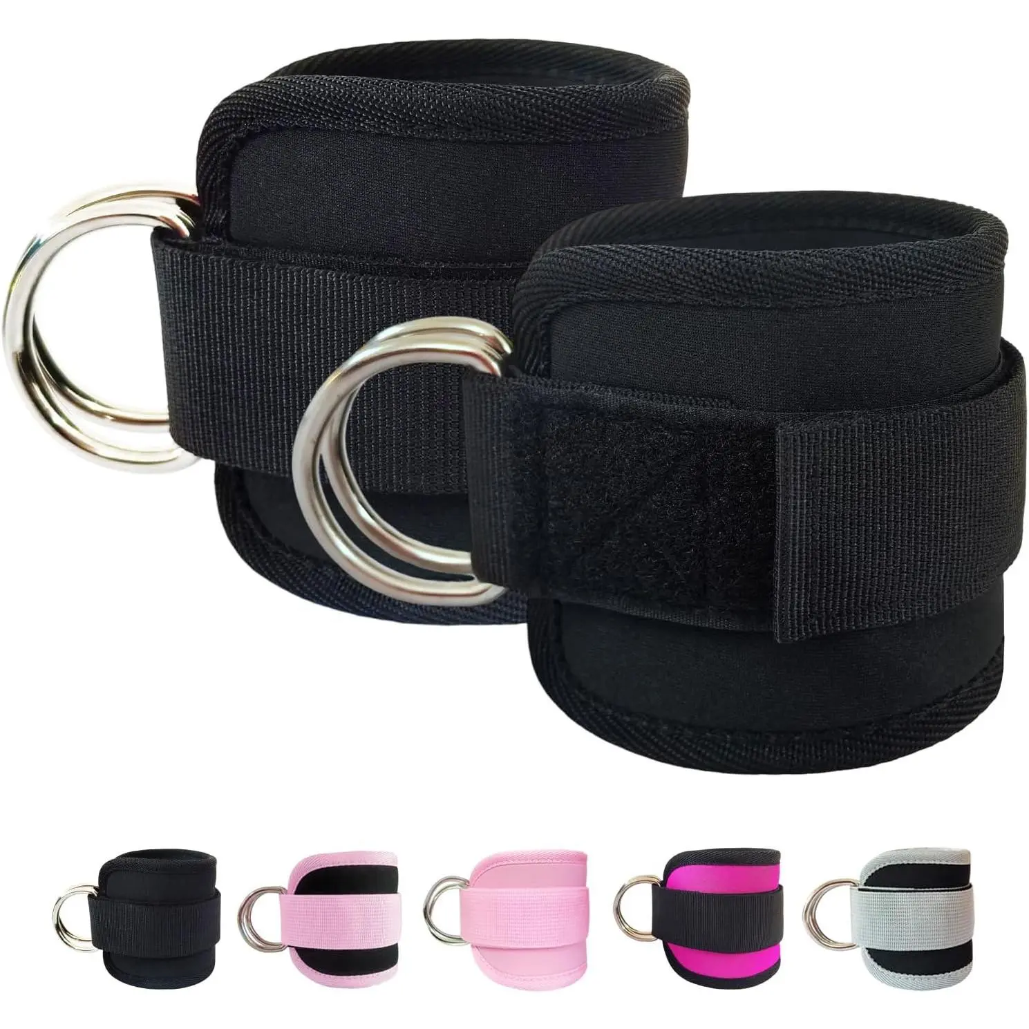 Fitness Ankle Strap for  Machine, 2 count Comfort Adjustable Gym Ankle Cuff for Kickbacks, Glute Workouts Neoprene Padding,  Size Fit  Ankle, Ankle Bands for Working Out, Booty  Abductors Exercise for Women Men