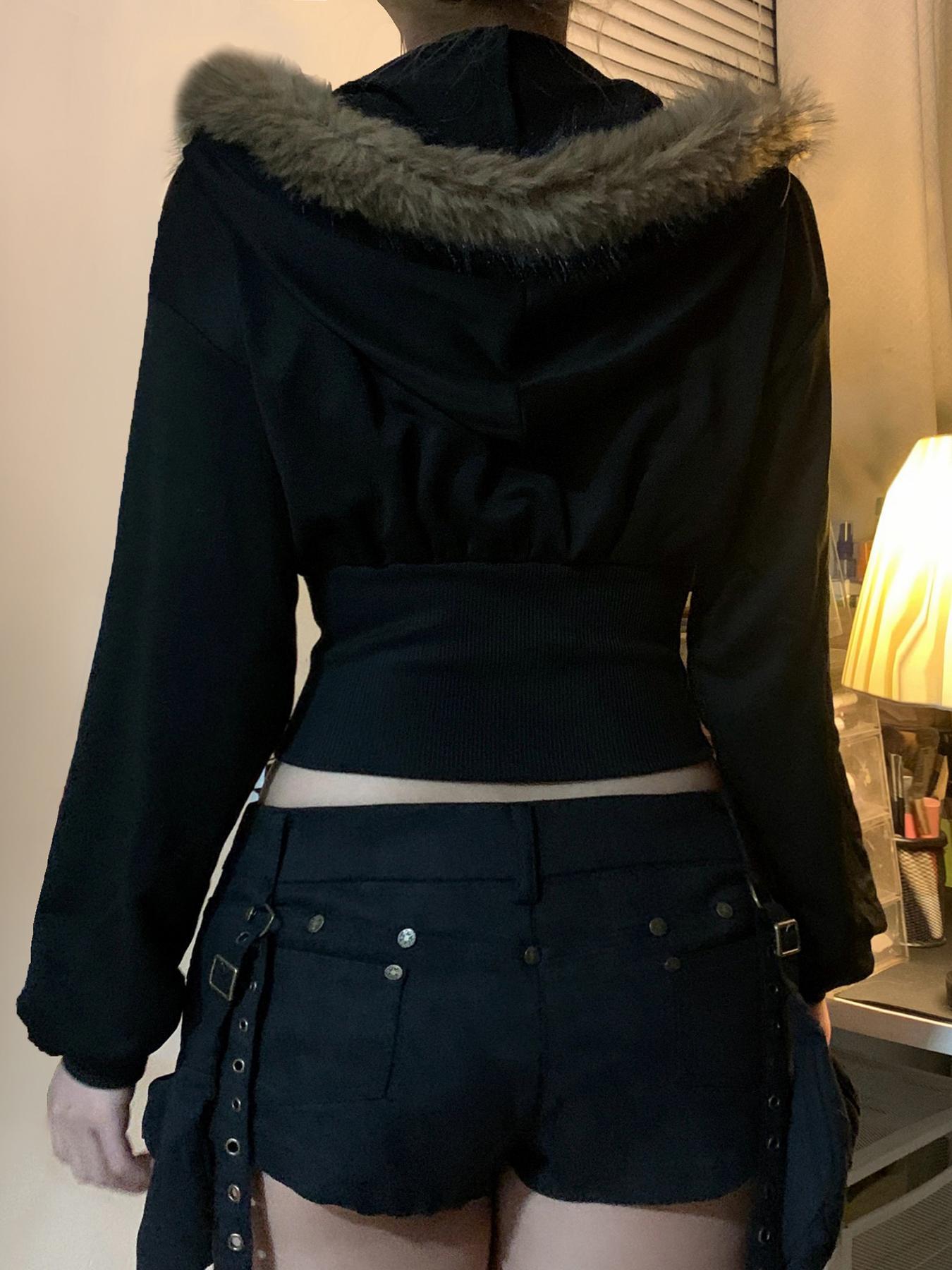 Women's Zip Up Tight Hoodie Jacket, Street Fashion Casual Long Sleeve Outerwear for Daily Outdoor Wear, Women Clothing for Fall & Winter