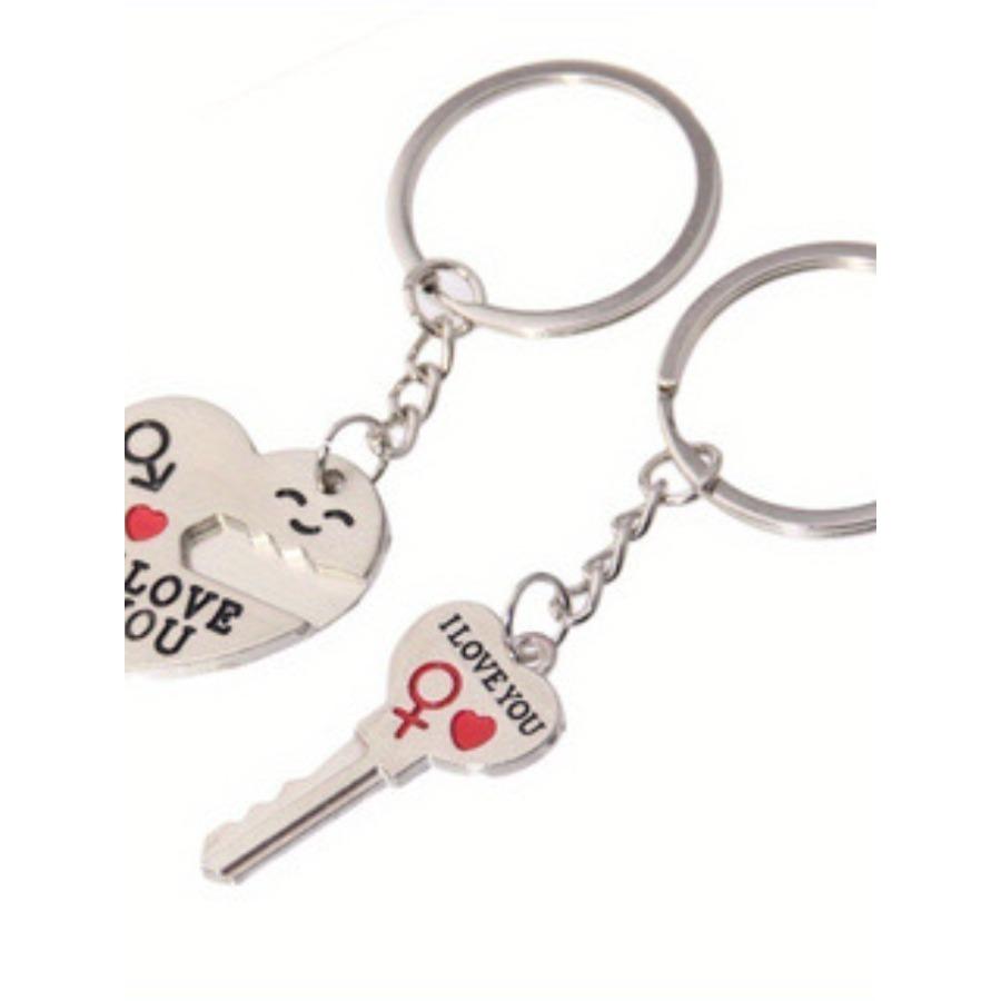 2pcs Set Men Women Cute Heart Key Keychain Couple Key Ring Lovers Key Chain Jewelry Accessory Gift