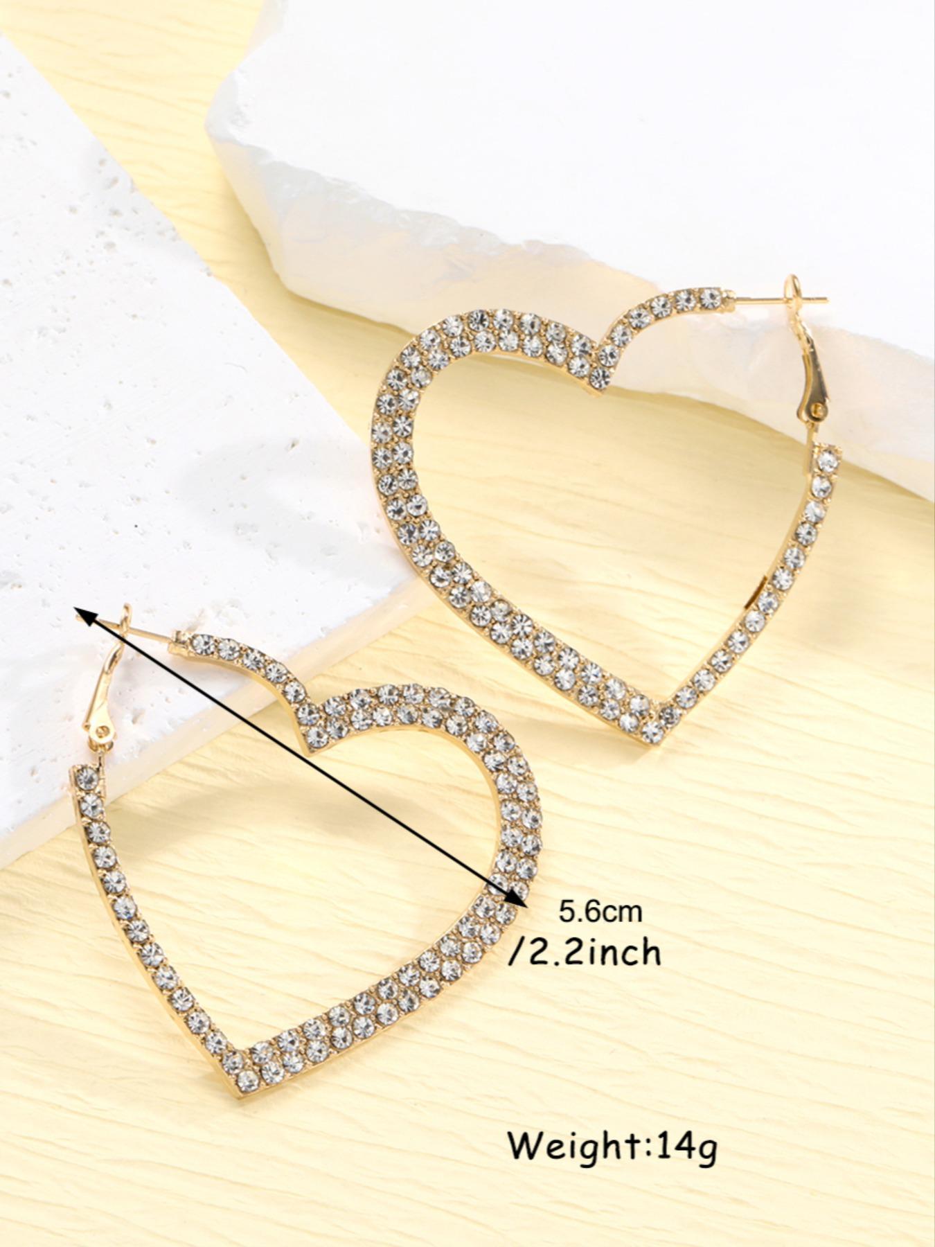 1 Pair Women's Elegant Rhinestone Decorated Hoop Earrings, Casual Trendy Hoop Earrings, Fashionable Jewelry for Party & Daily Decoration