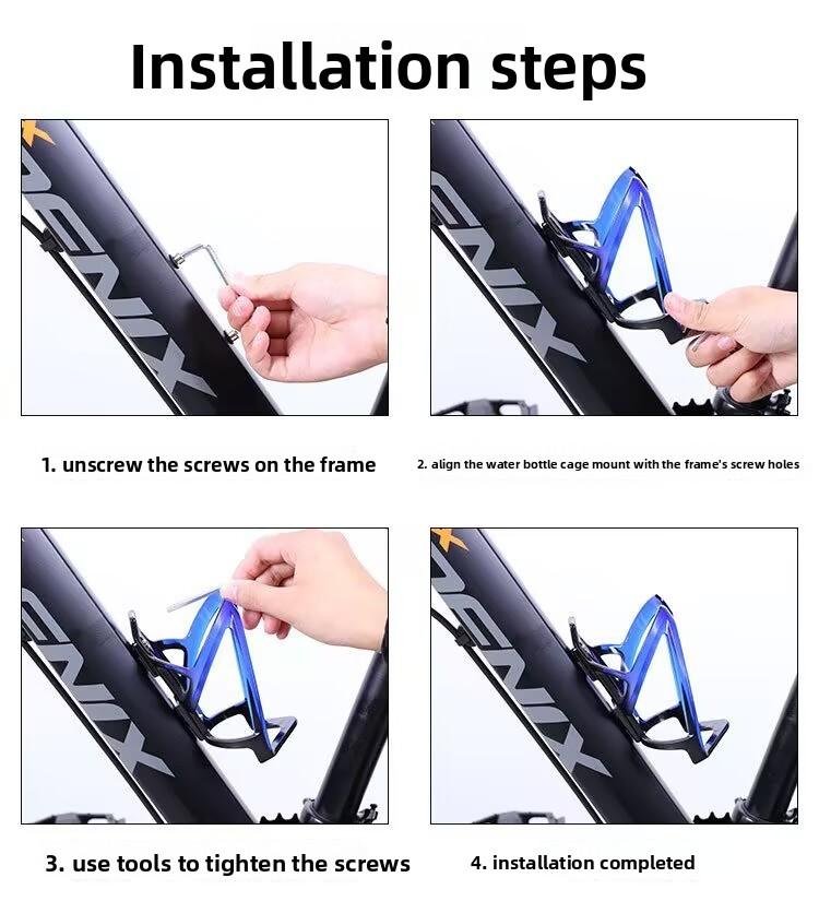 Mountain and Road Bike Water Bottle Holder Quick-Release Mount & Screw Wrench Options Black Black-Red Black-Blue Blue-Purple Hole-Free Installation Safe & Stable Plastic Resin Material