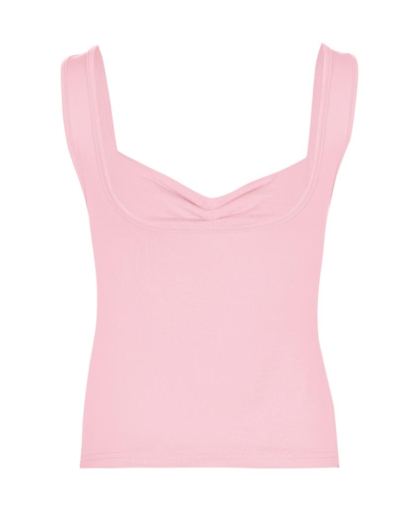 Women's Solid Ruched Split Hem Sweetheart Neck Tank Top, Chic Minimalist Casual Fitted Comfy Sleeveless Top for Daily Wear, Ladies Sleepwear for All Seasons, Womenswear