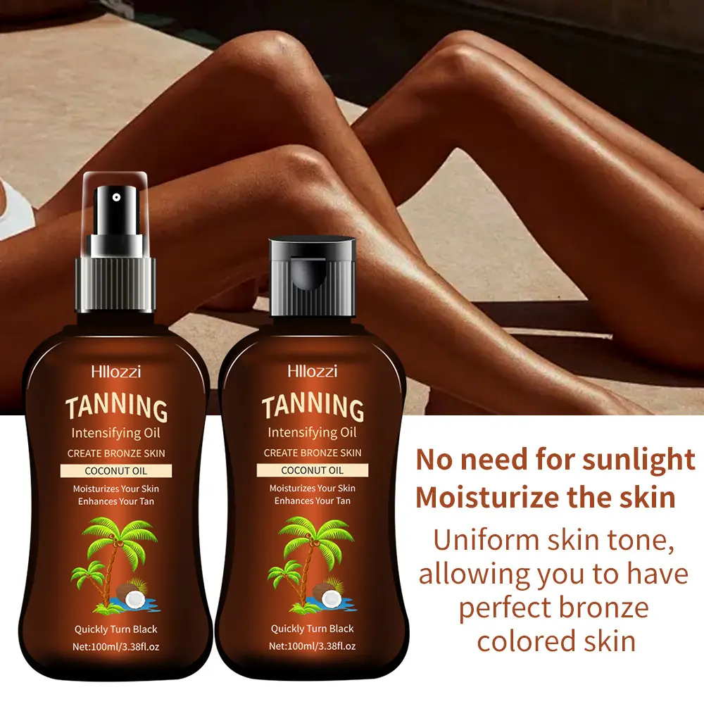 Whole-body self tanner enriched with coconut oil for deep hydration. Gradually develops natural bronze shade without UV exposure, essential body care for summer seaside travel. Sunless Tanning Bronzing Lotion