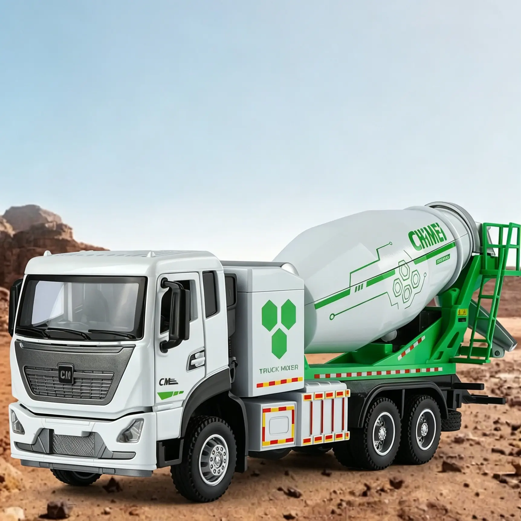 1:32 Scale Alloy Concrete Mixer Truck Model, Boy's Toy Car, Sandbox Scene Props, Birthday Gift for Boys, Realistic Construction Vehicle Replica