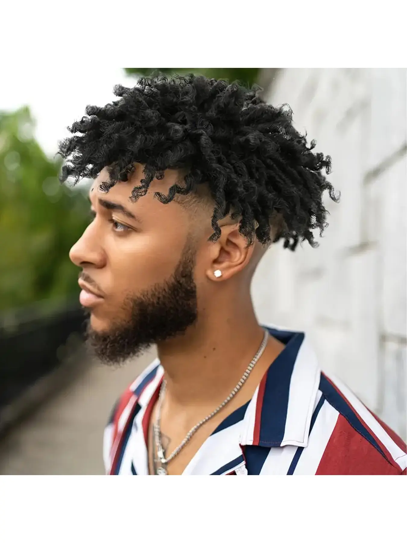 Full Lace Synthetic Dreadlock Hair Piece 3 Inch for Men Afro Twist Curly Head Cover Hip Hop Fashion Accessory Lightweight Breathable Comfortable Stylish Bold Statement Look