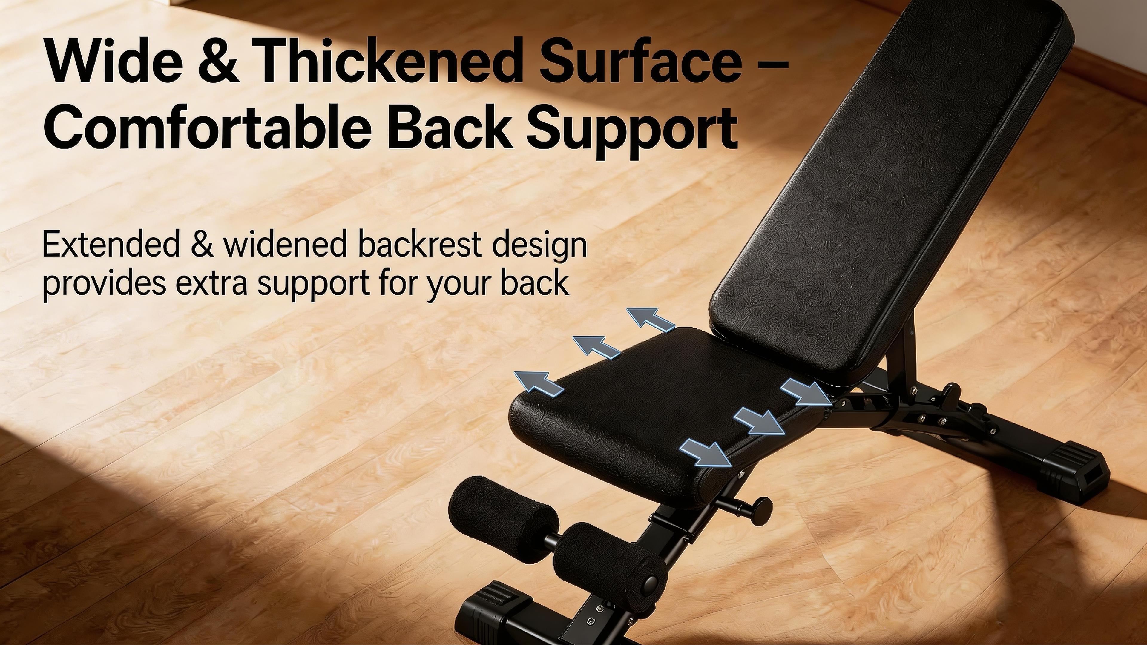 [Fahuac] 2-in-1 Adjustable Weight Bench with Resistance Bands - Foldable Dumbbell Bench for Home Gym, Flat/Incline/Upright Positions, 46x13x48in, Full Body Strength Training.