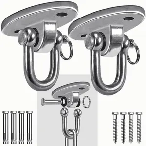 2 Pieces 2000 lb Capacity Stainless Steel 180° Swing Hangers, Heavy Duty Swing Hooks for Concrete Ceiling Wooden, Hanging Hardware for Por Porch Playground Hammock Gym Swing Sets