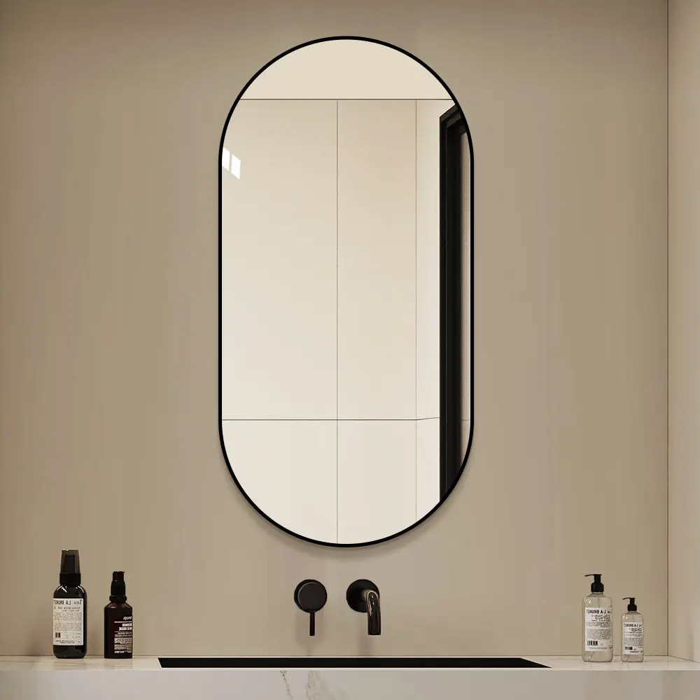Littleox 48x24 Inch Black Bathroom Vanity Mirror Wall Mounted, Framed Wall Mirror for Bathroom, Vertical or Horizontal Hanging, Modern HD Mirror for Bedroom, Entryway