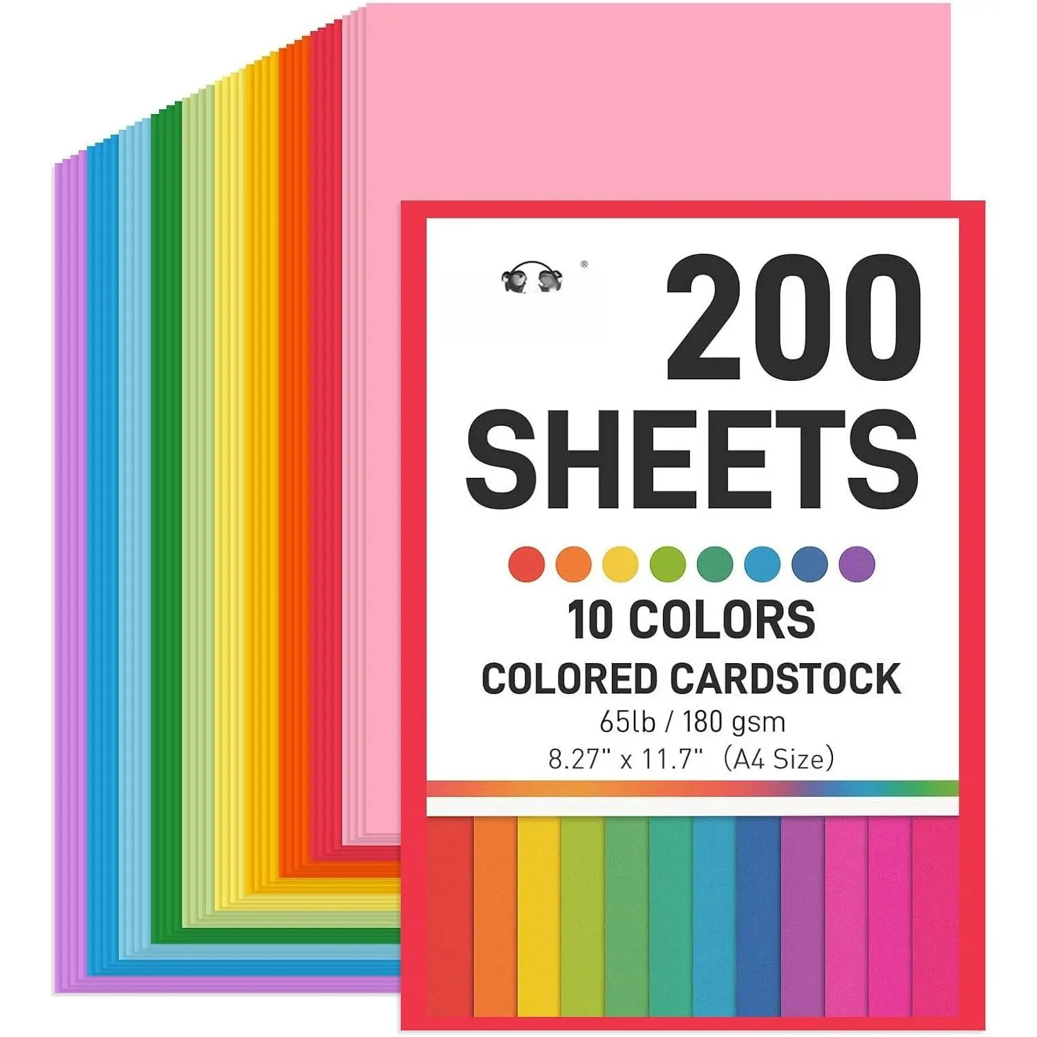 200Sheets Construction Paper, Cardstock 8.27" x 11.7", 65lb/180GSM | 10Assorted Colors Card Stock Printer Paper, for Printing, DIY Crafts, Classroom  Haves,  Party School Supplies