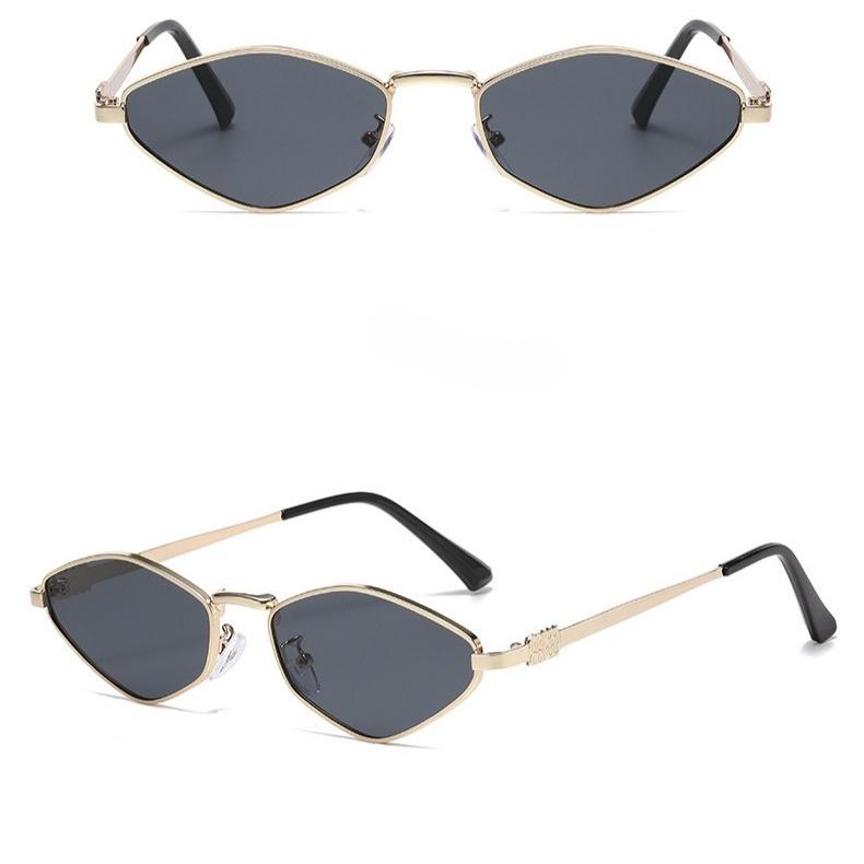 Retro Small Sunglasses for Women Men - New Trendy 90s Metal Frame Sun Glasses Gold Frame Narrow Shades