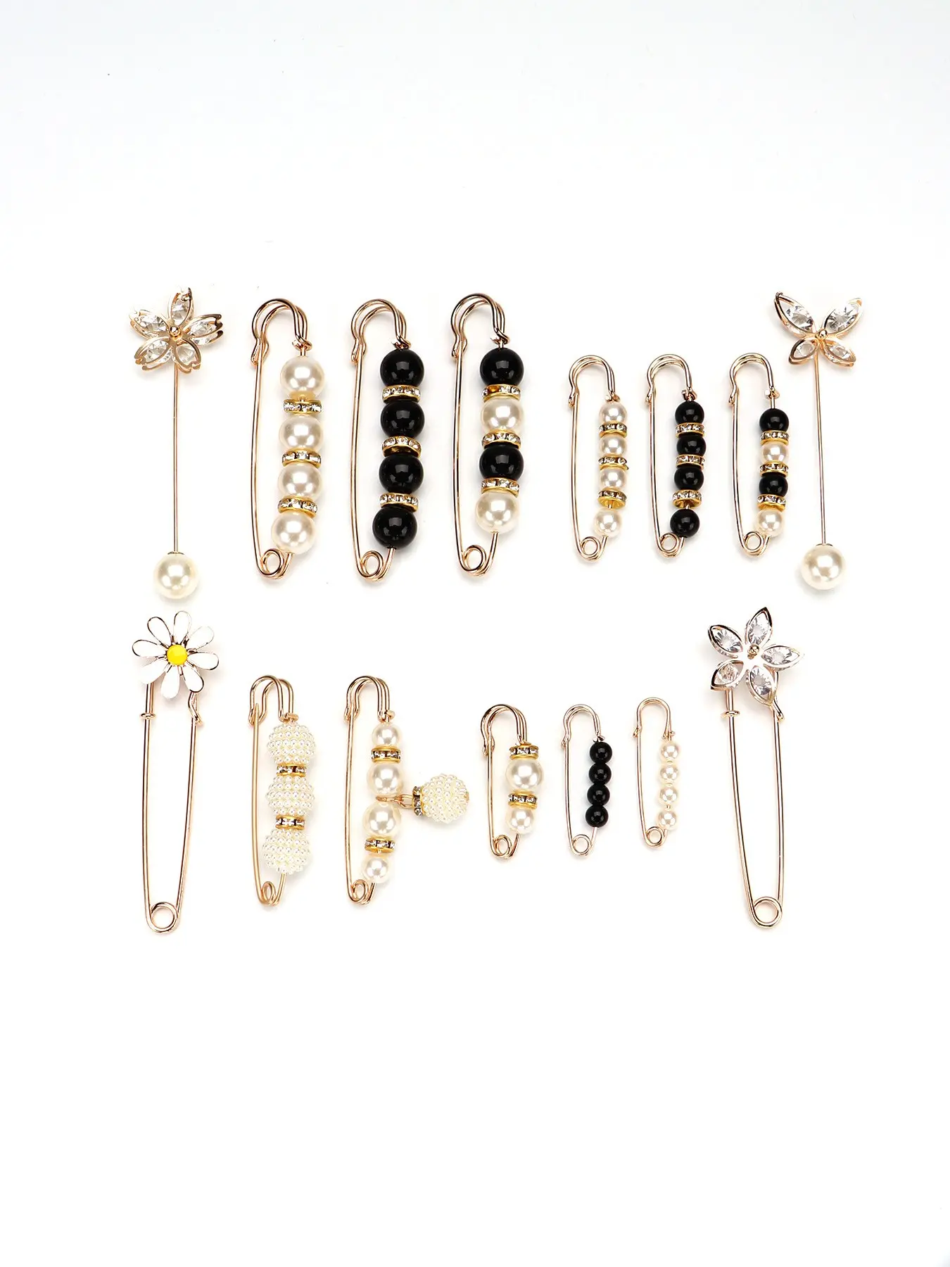 15 Pcs Modesty Pins for Low Cut Tops, Brooch Pins for Women Dresses, Safety Pin Clothes with Pearls, Ideal for Cardigans and Dresses