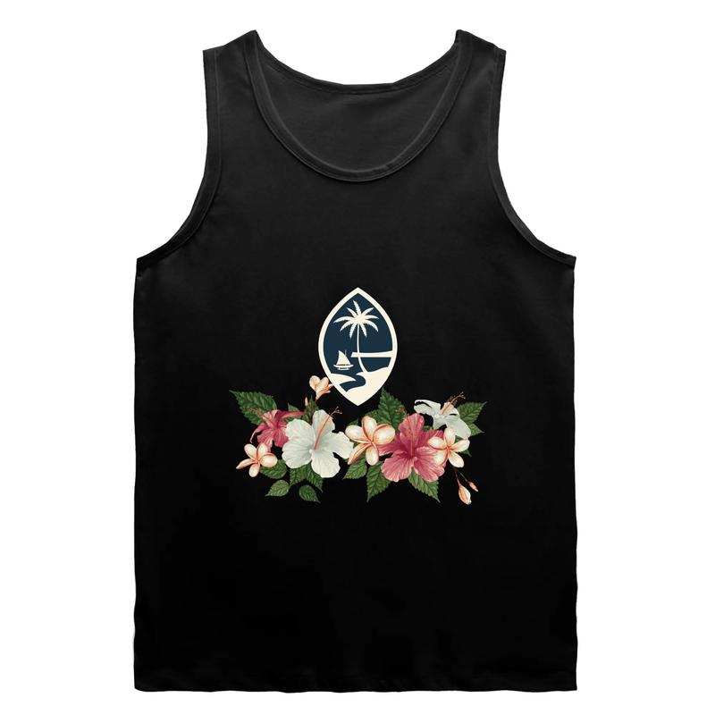 Hawaiian Floral Graphic Tank - Unisex Cotton Tropical Top Hawaiian Floral Graphic Tank - Unisex Cotton Tropical Top