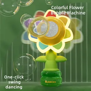 Electric Seven-Color Bubble Machine, Automatic Handheld Bubble Gun Toy with Lights, One-Touch Swing, Indoor Outdoor Gift