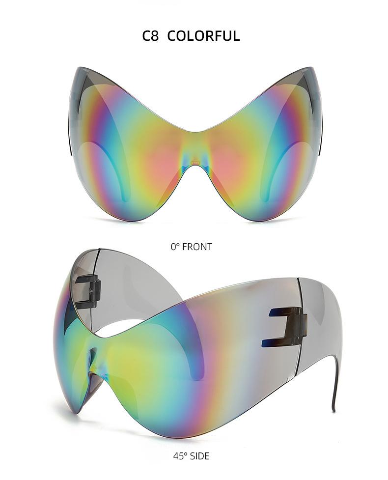 Future technology sense oversized punk sunglasses cross-border Y2K one-piece personalized sunglasses