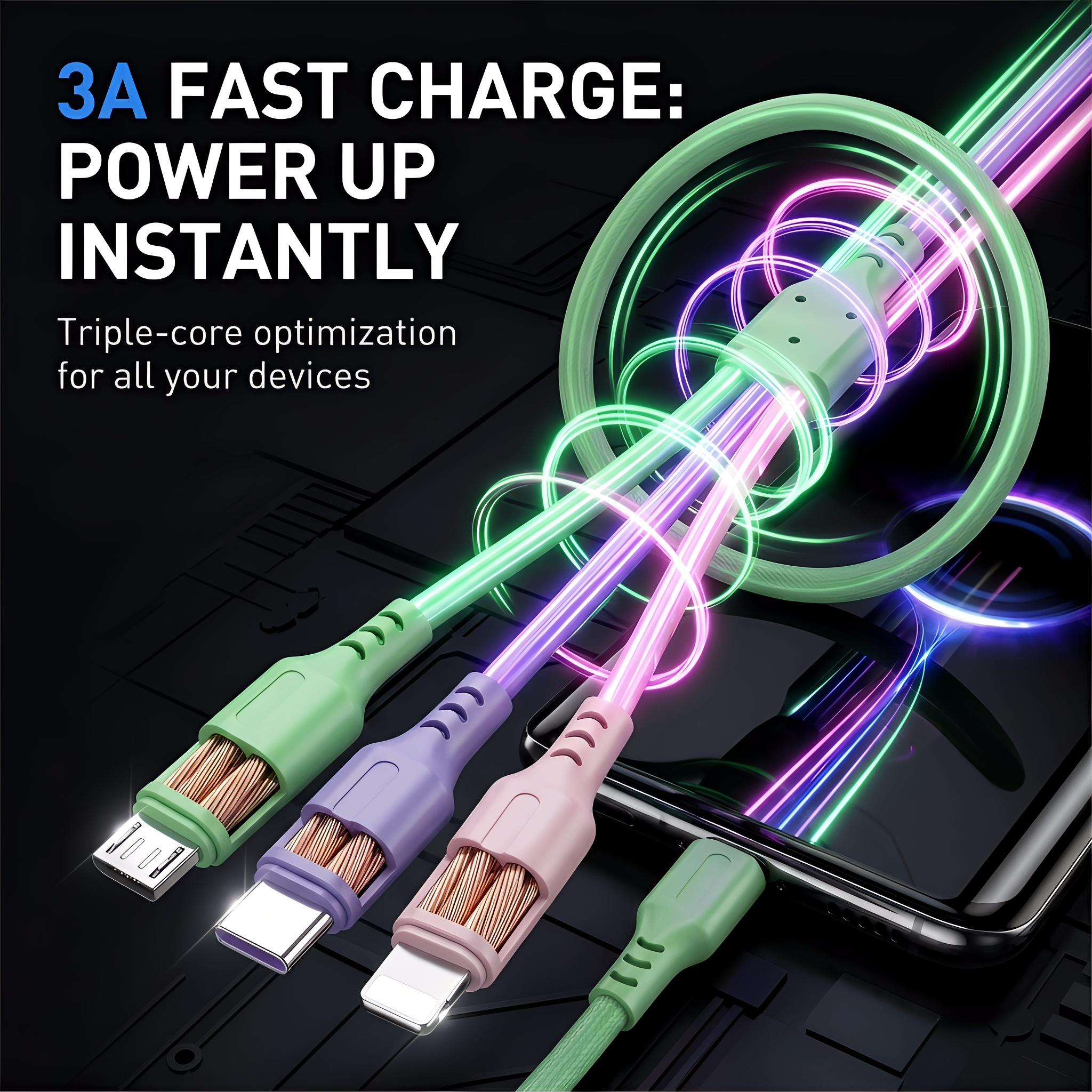3-in-1 10A Super Fast Charging Cable 3M Extra Long, Durable Braided Multi Charger Cord with LED, Universal for iPhone 16 15 Pro Max