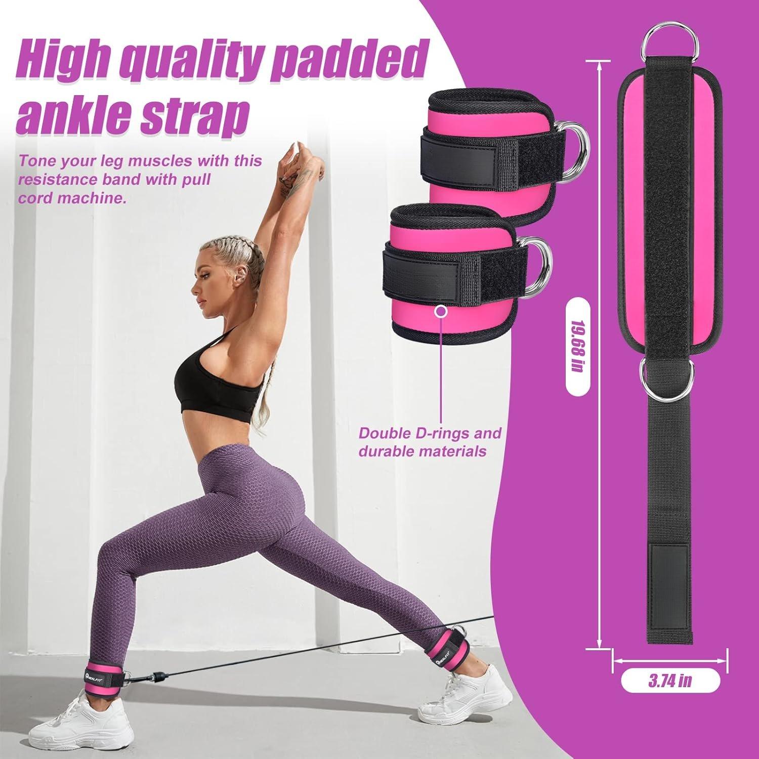 Ankle Strap for  Machine, Gym Ankle Cuff for Kickbacks,  Extensions, Glute Workouts, Booty  Abductors Exercise for Women and Men