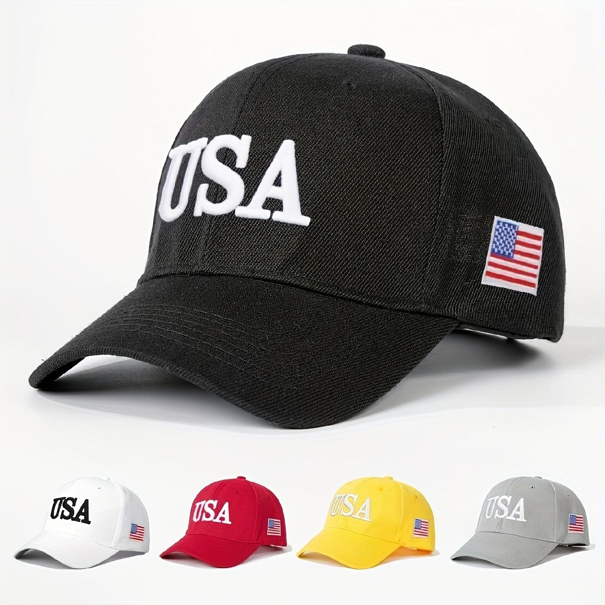 [USA Flag Cap] Embroidered USA Flag Faux Wool Baseball Cap, Breathable Adjustable Golf Hat, Fashionable Curved Brim Cap for Men and Women, Y2K Couple Cap, Lightweight, Hand Washable, Polyester 100, Craftsmanship, Toggle Closure