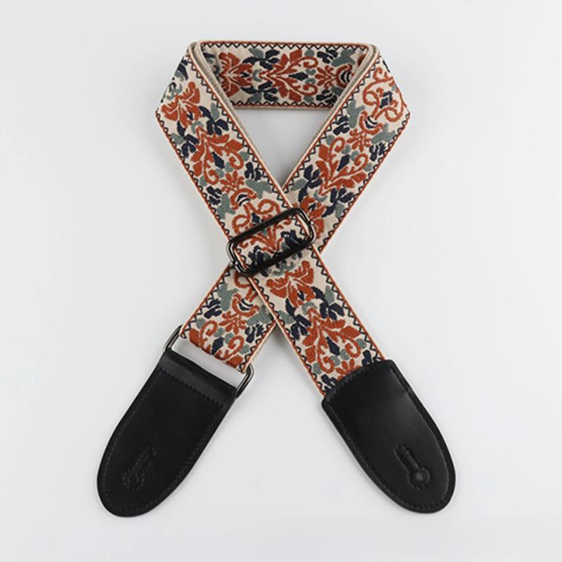 5CM Guitar Embroidered Strap Folk Style Unisex Crossbody Shoulder Strap Crossbody Bass Strap Musical Instrument Accessory