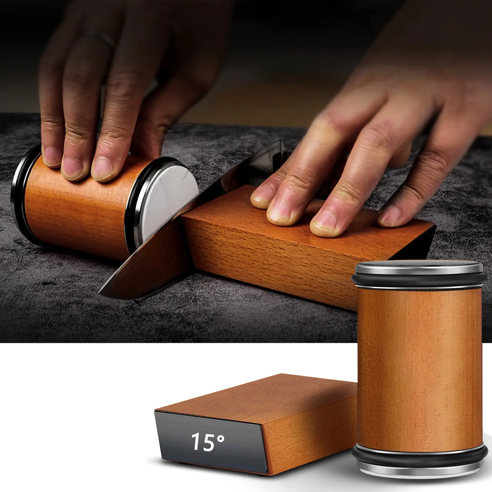 Portable Diamond Roller Knife Sharpener, Aluminum Alloy Rolling Sharpening Tool, Ideal for Kitchen Knives, Durable and Efficient Design, Kitchenware