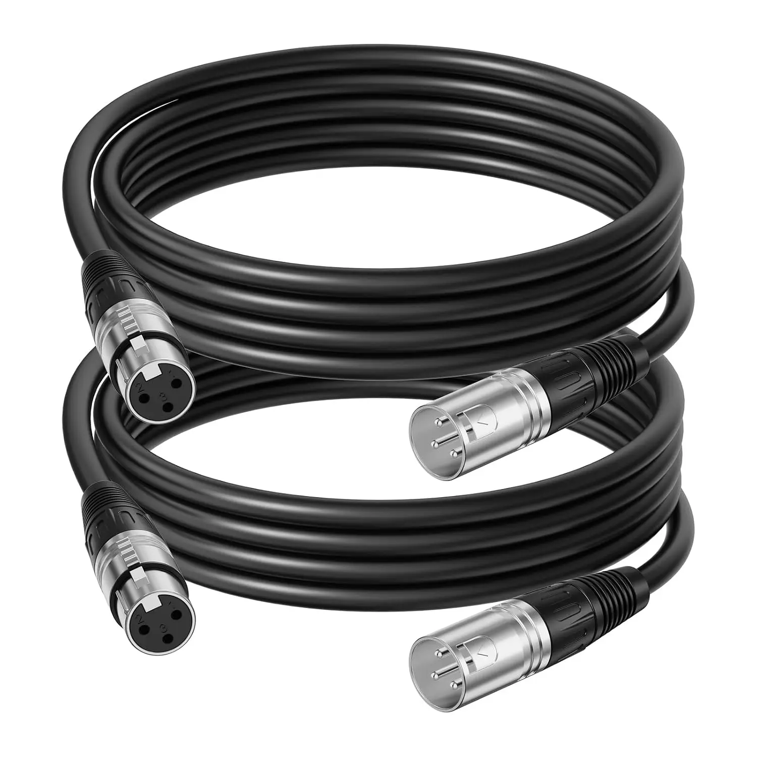 2 Pack 6ft XLR Cables (Male to Female), Heavy‑Duty Metal Connectors,  OFC Microphone  for Studio, Stage, Podcast, Mixer, Amplifier & Pro Audio Equipment