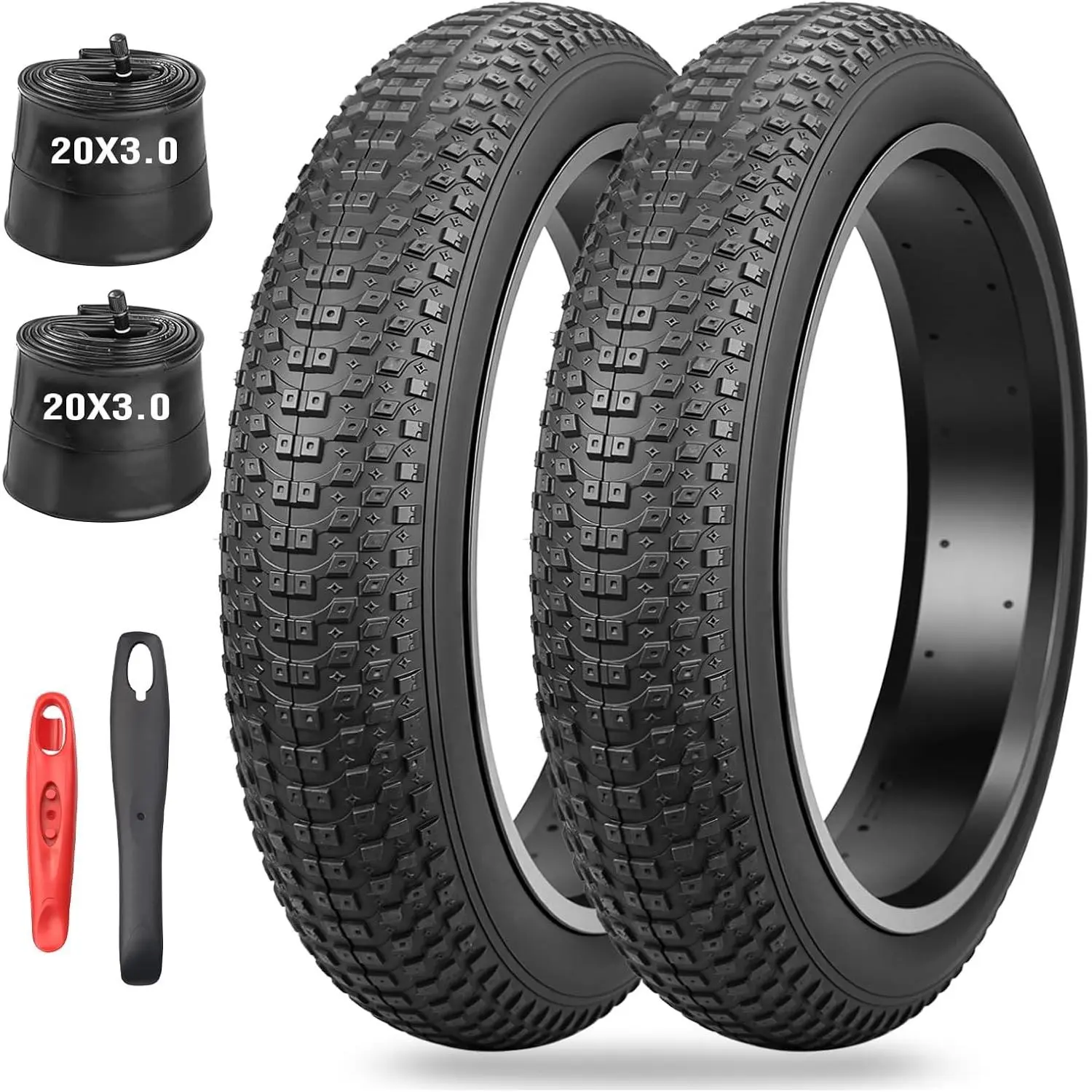 16/20x3.0 Robust E-Bike Fat Tire, Durable All-Terrain Directional Knobby Tread for MTB/Ebikes, Ideal for Street & Trail Riding Adventures