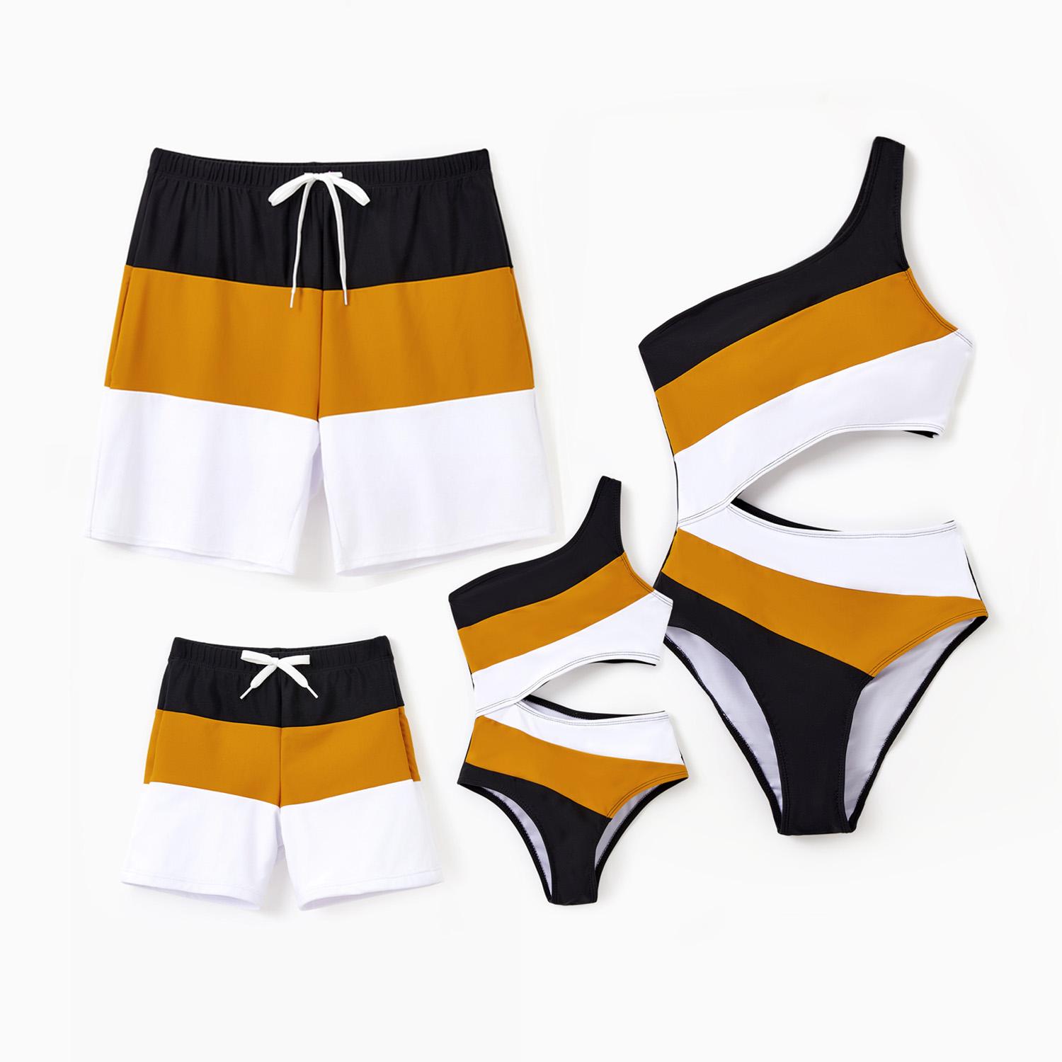 PatPat Family Matching Swimsuit Colorblock Swim Trunks Shorts or Cut Out Waist One-Shoulder One-piece Swimwear Bathing Suit Spingtok PatPat Family Matching Swimsuit Colorblock Swim Trunks Shorts or Cut Out Waist One-Shoulder One-piece Swimwear Bathing Suit Spingtok