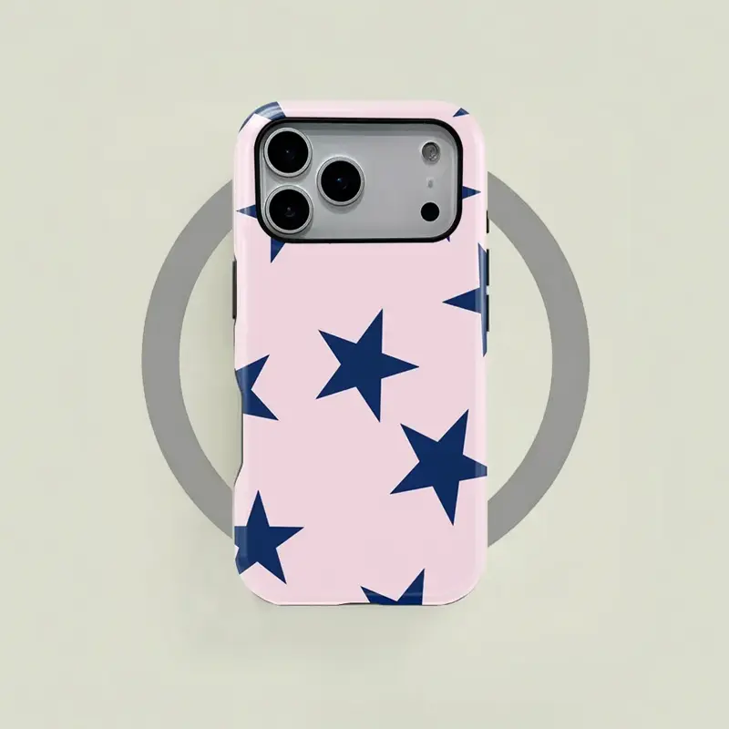 Magnetic Phone Case 1PC Navy Star Print Phone Case Protector, Cellphone Accessory, Protective Mobile Accessory, Shockproof 2in1 TPU Smartphone Casing Cover for iPhone 16 15 14 Pro Max, Holiday Gift Shell Accessories-PORODO