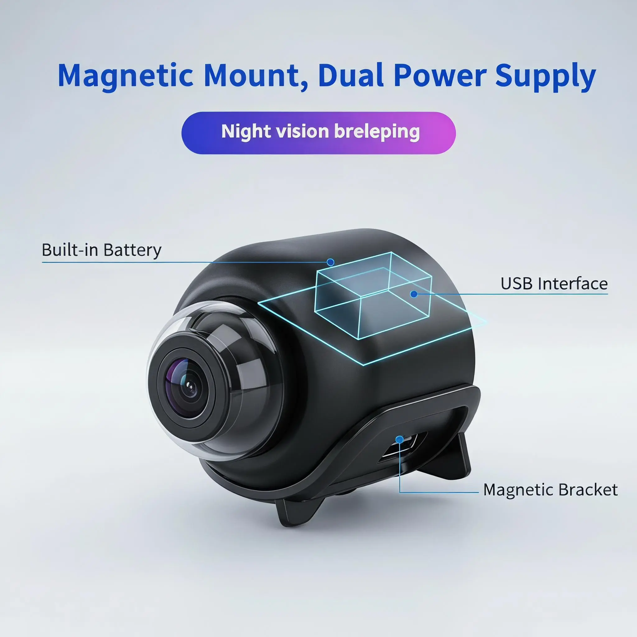 X5 wireless home security camera 720P high definition support WiFi magnetic bracket USB power supply, indoor and outdoor universal, built-in battery, magnetic suction