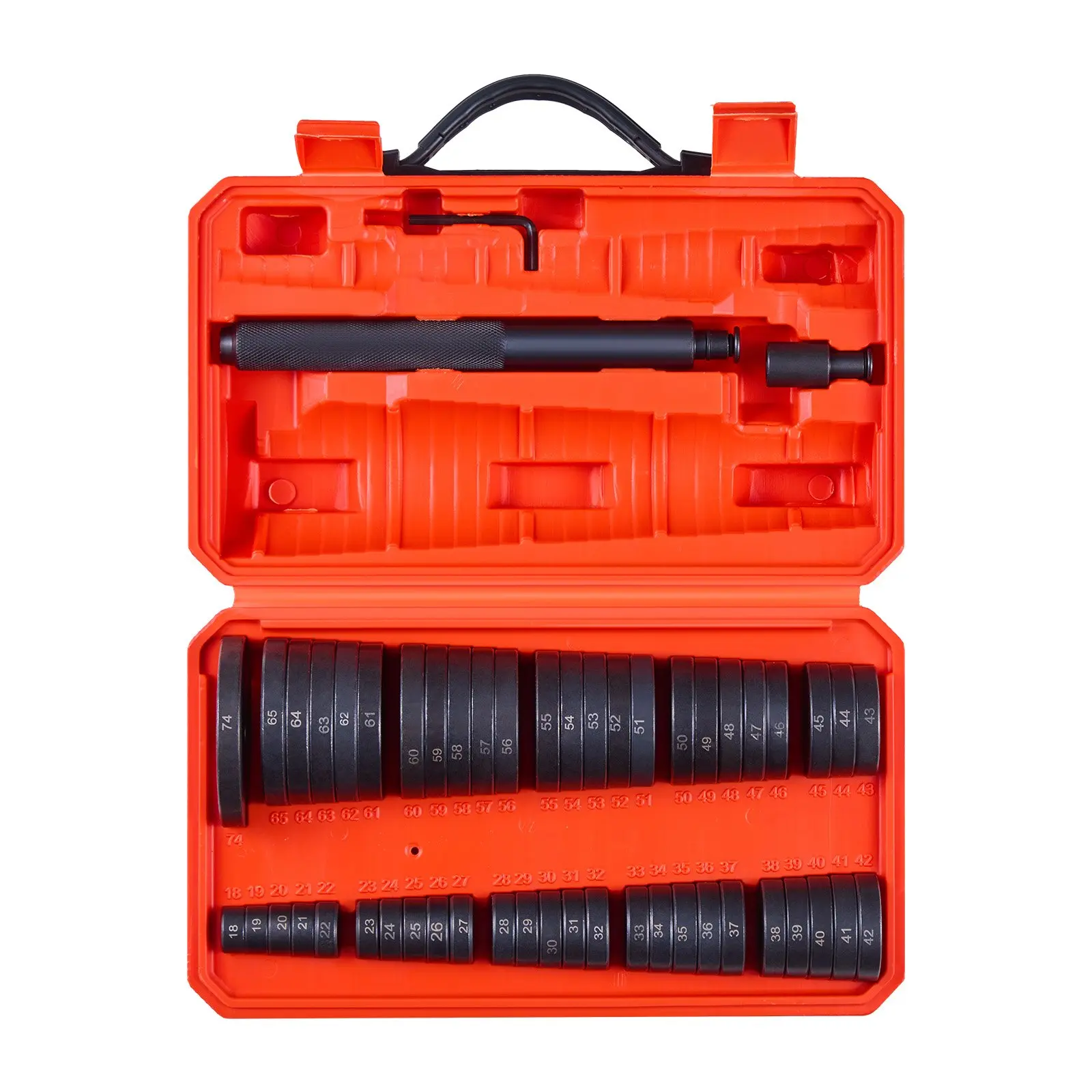 VEVOR Bearing Press Kit, 52 Pcs, Bearing Race and Seal Driver Set with 49 Bushings and Handle Shaft, Bushing Driver Tool Set, Heavy Duty Carbon Steel Removal Installation Tool Kit with Storage Case
