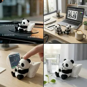Panda Sculpture Ornament, Desktop Office Decor, Car Accessories, Creative Animal Model, Collectible Mini Statue, Car Hanging Decoration