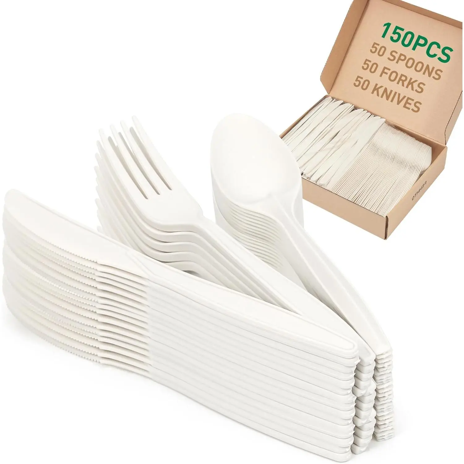 150 count  Compostable Spoons, 7 Inch Disposable Cornstarch Spoons