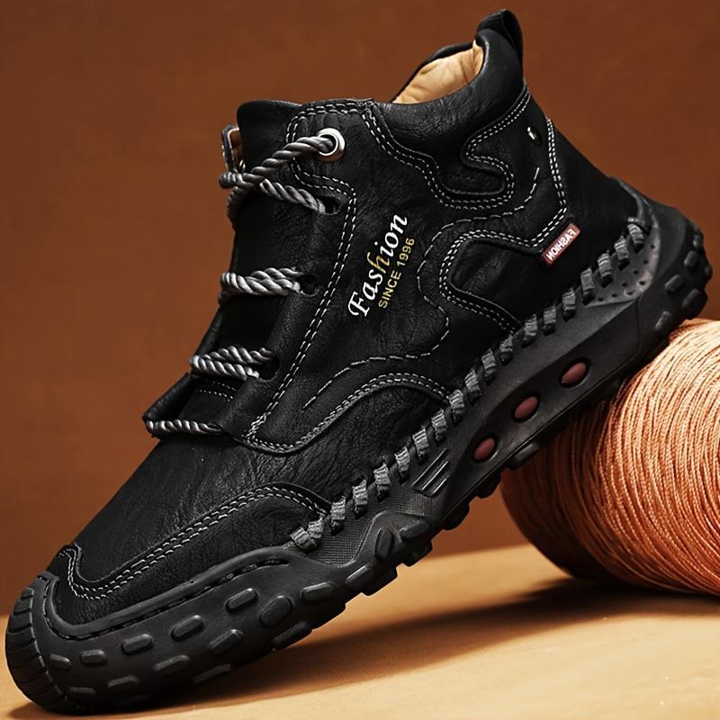 Men's High Top Boots - Durable Lace-Up, All Season Microfiber Synthetic Footwear, Rubber Sole, Great for Hiking and Outdoor Activities, Hiking Boots