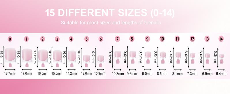 Toe Nail Press Ons, French Tips Toe Press On Nails, 150pcs Square Pre-Designed Soft Gel Thick False Toenail Extension, Berry Pink Full Cover Acrylic for DIY 15 Sizes