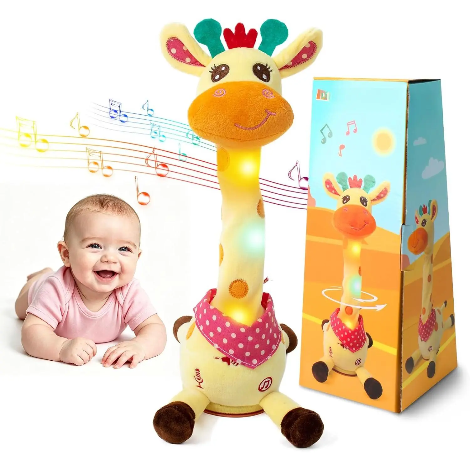 Dancing Talking Giraffe Baby Toy, Adjustable Volume Baby Giraffe Toys Singing 10 Children's Songs Singing Mimicking Recording Repeating What You Say  Toddlers New model