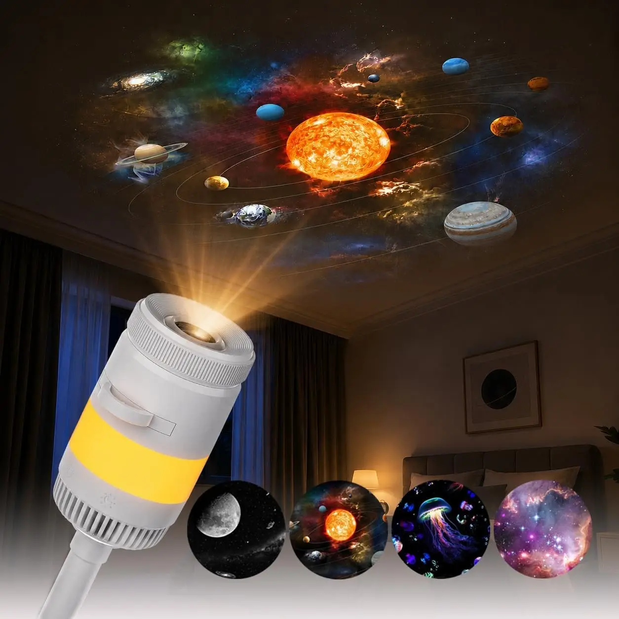 13in1 USB Projection Lamp, Adjustable Focus Projector Light, Car Ambient Light, Room Starry Star Romantic, Saturn Galaxy Night Lights