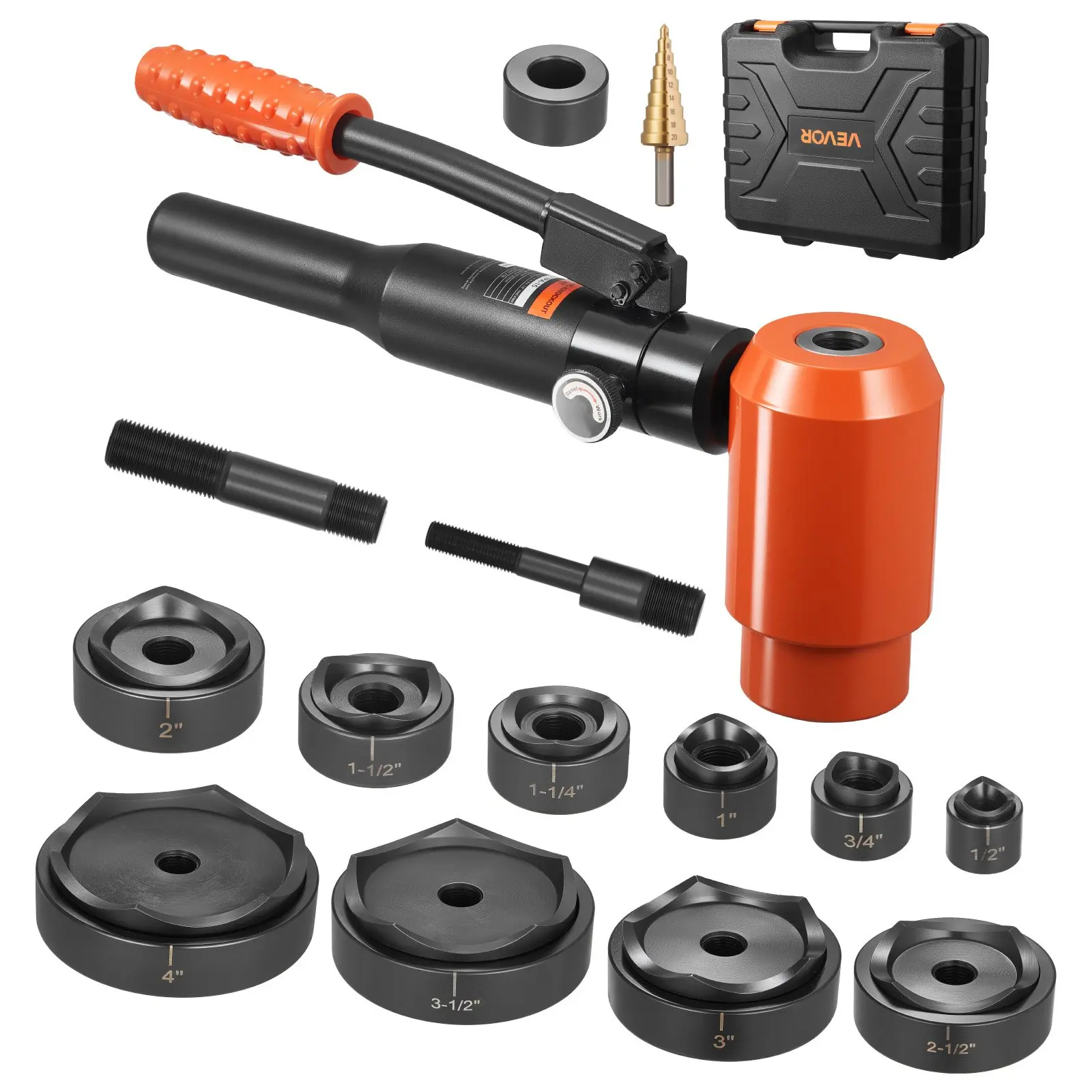 【DealsForYouDays】VEVOR Knockout Punch Set, 15 Ton Hydraulic Knockout Set, 1/2" to 4" KO Tool Kit Hole Making Tool, KO Tools Kit W/10 Dies for Metal Electrical Cabinets, Electrical Control Cabinets, Switch Cabinets