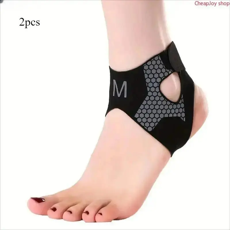 2 PCS Elastic Compression Ankle Support Brace, Soft Thickened Flexible Ankle Stabilizer Sleeve, Unisex Foot Protector for Basketball, Running, Gym, Injury Recovery & Daily Joint Protection, Black