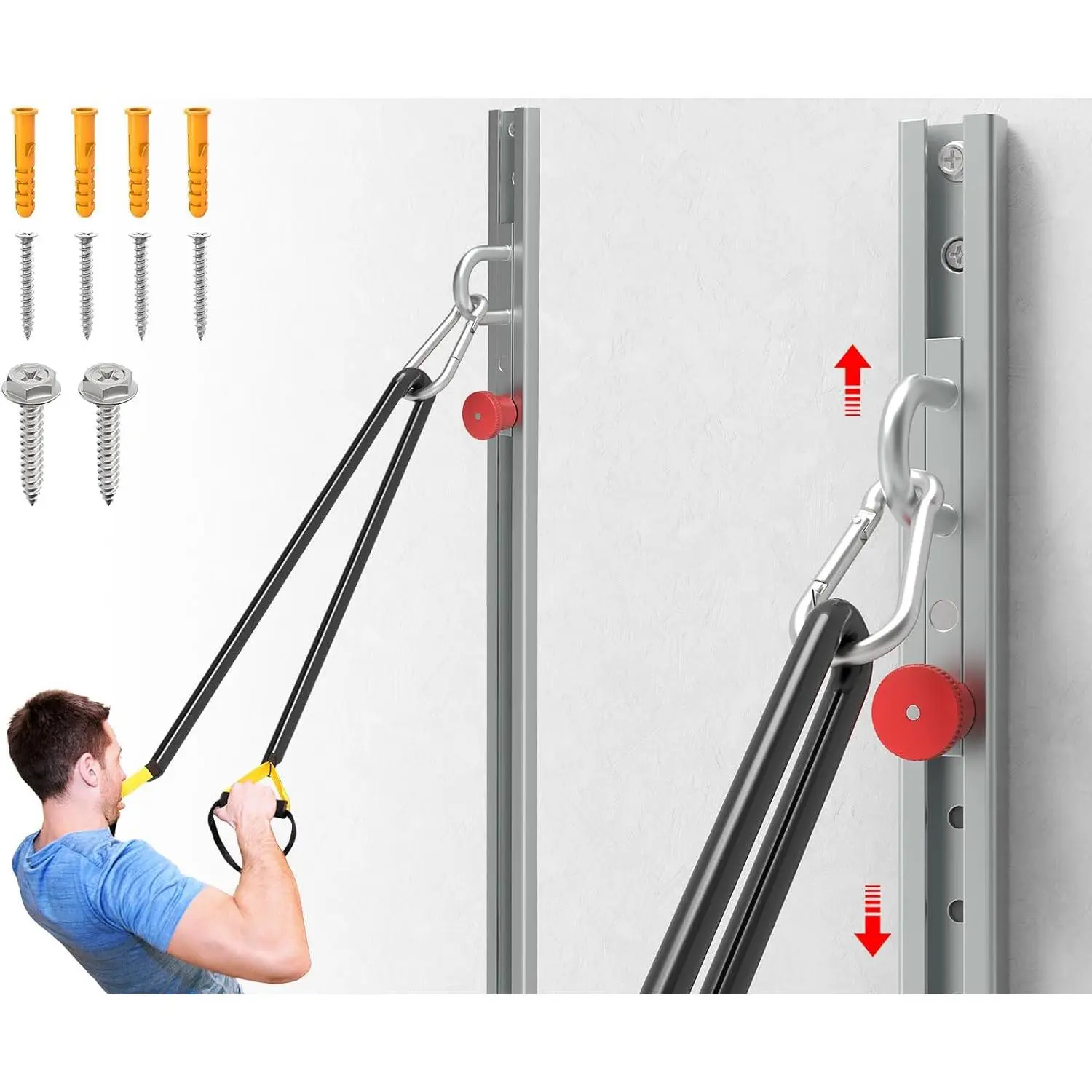 Resistance Band Wall Anchor, Wall Mount Workout Anchors for Home Gym Workouts, Body Weight Straps for Suspension Training, Exercise, Stretching, Yoga