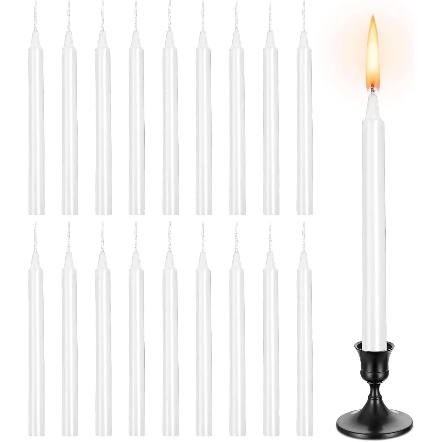 18 Pack Dripless Taper Candles - 6.7 Inch White Unscented Candles | Long White Candlesticks for Shabbat, Church, Wedding Decor,  Power Outages, Table Centerpieces and  Decor