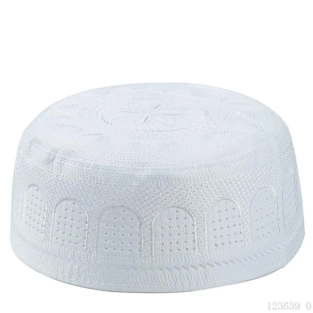 Kufi Prayer Cap Embroidered Muslim Hajj Eid Jumu'ah Mosque Skull Cap (MR088)